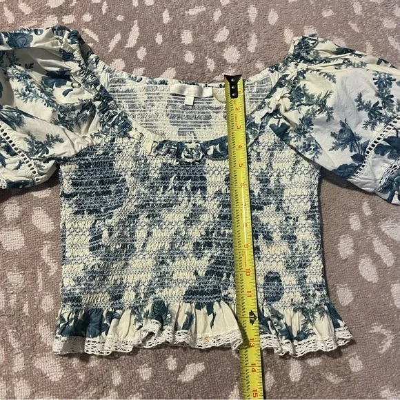LoveShackFancy Molly top in blue china XS EUC - Picture 6 of 8